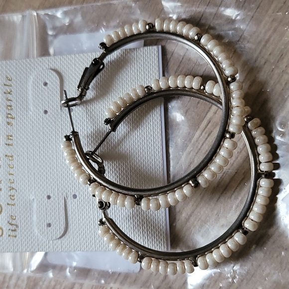 Sorrelli Elena Polished Pearl Hoop Earrings and Necklace Silver tone New RP $210 - Picture 5 of 10